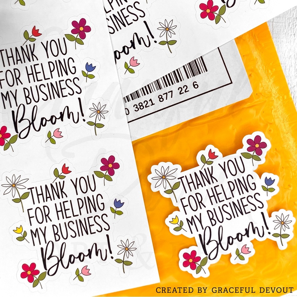 🌷Thank you for helping my business bloom!-2" (inches) (48ct.) Stickers - Picture 7 of 7